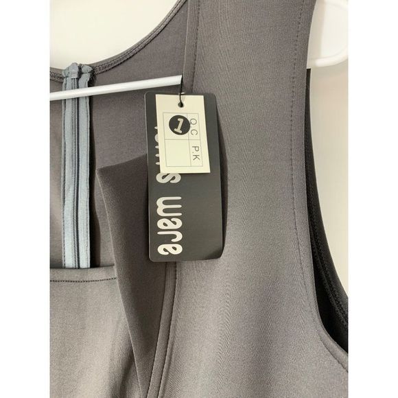 Women’s Tom’s ware grey size large peplum scuba dress sleeveless stretch 5710 - Picture 4 of 10